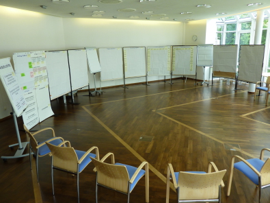 Worshopraum mit Flipcharts