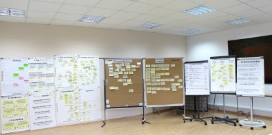 Worshopraum mit Flipcharts